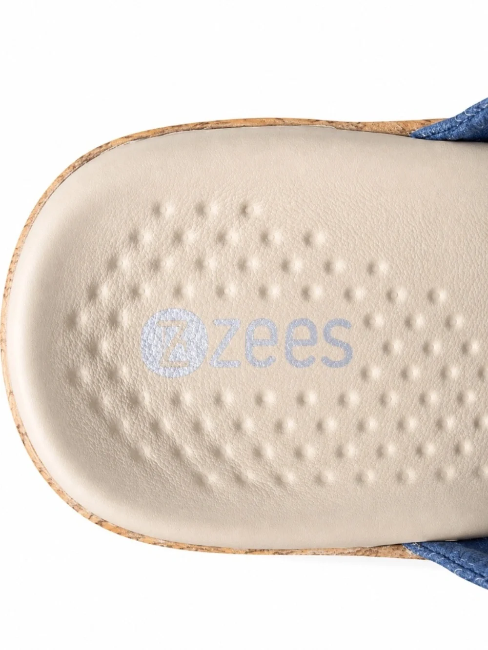 Bzees Blue Embellished Cork-Style Wedge Slide Sandals Size 6.5M